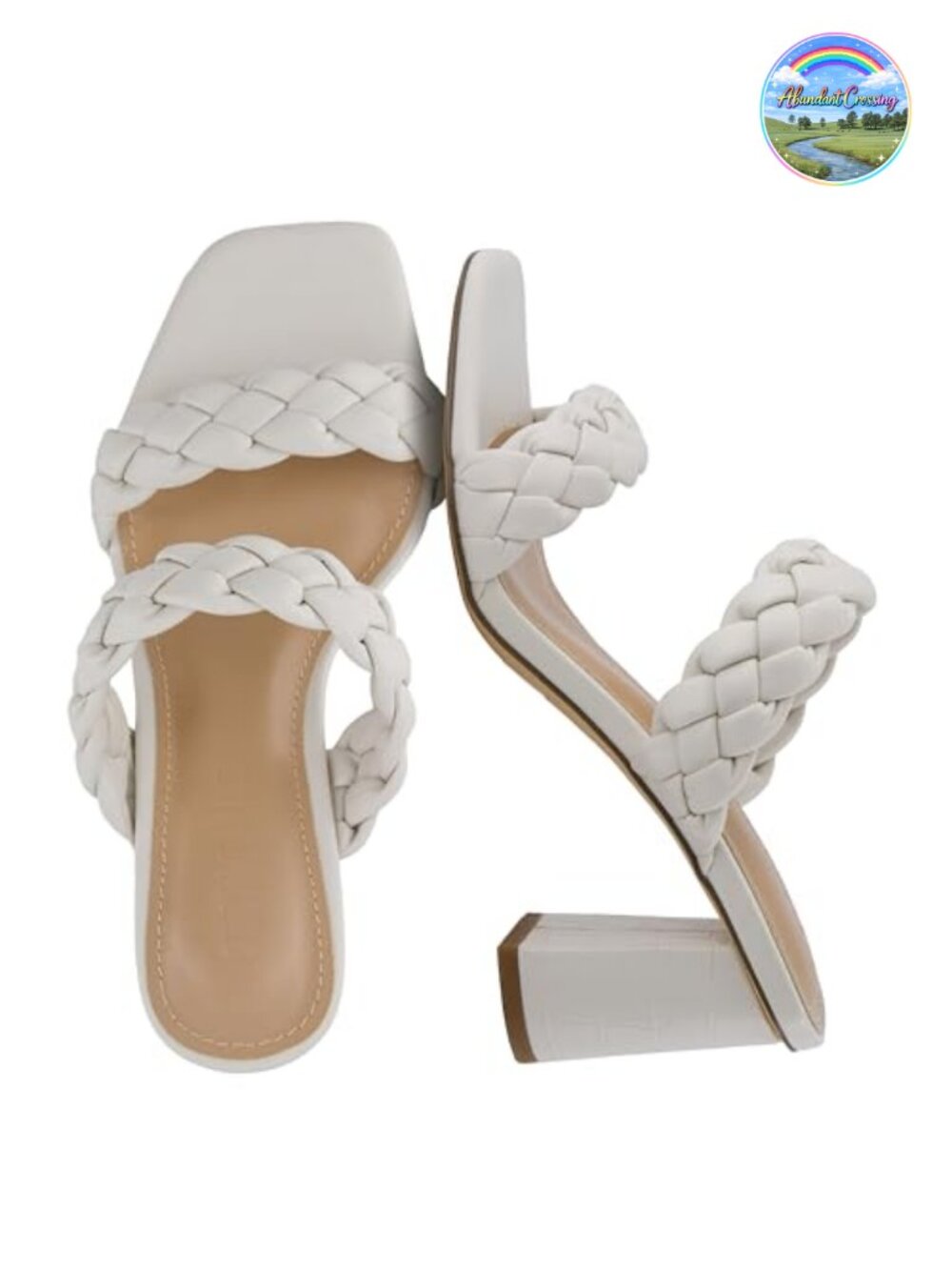 CUSHIONAIRE Irine Women's Chunky Block Heel Braided Square Toe Sandals
